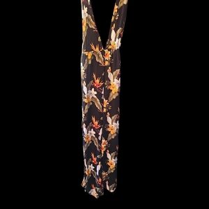 Forever 21 Black Floral Backless Jumpsuit